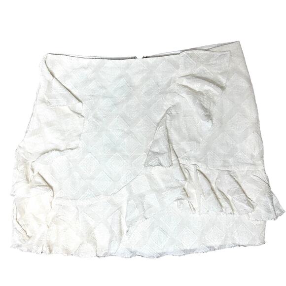 Tularosa Revolve Hannah White Ivory Ruffle Faux Wrap Cotton Mini Skirt Large - Picture 2 of 8